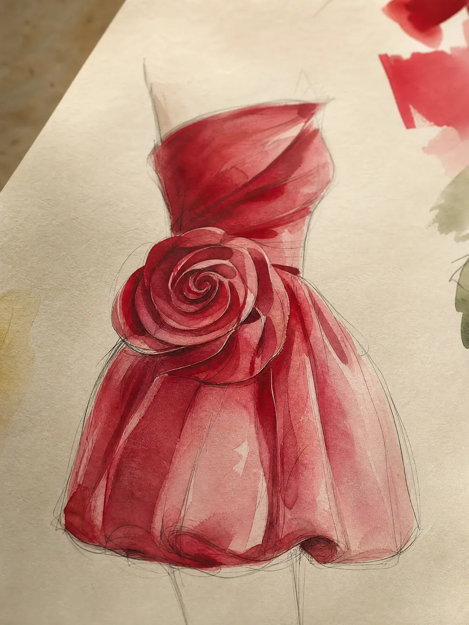 Illustration eines Rosetten-Minikleids