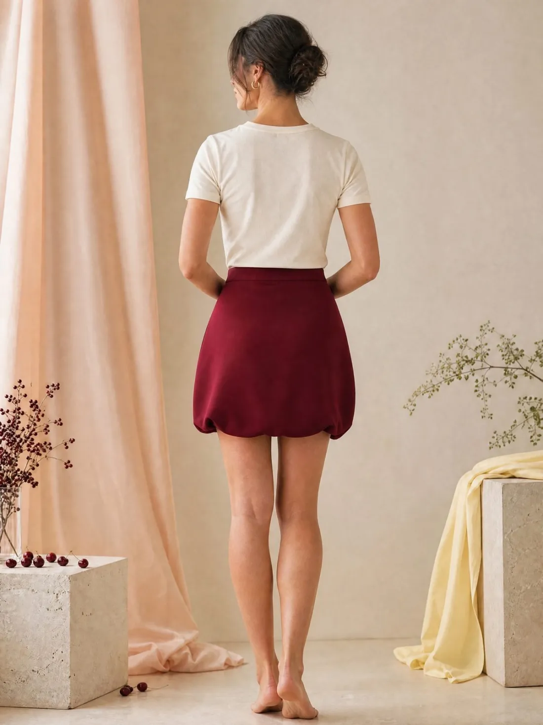Twist Hem Bubble Skirt — Back