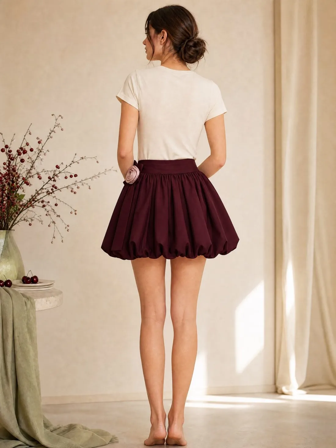Sash Bloom Bubble Skirt — Back