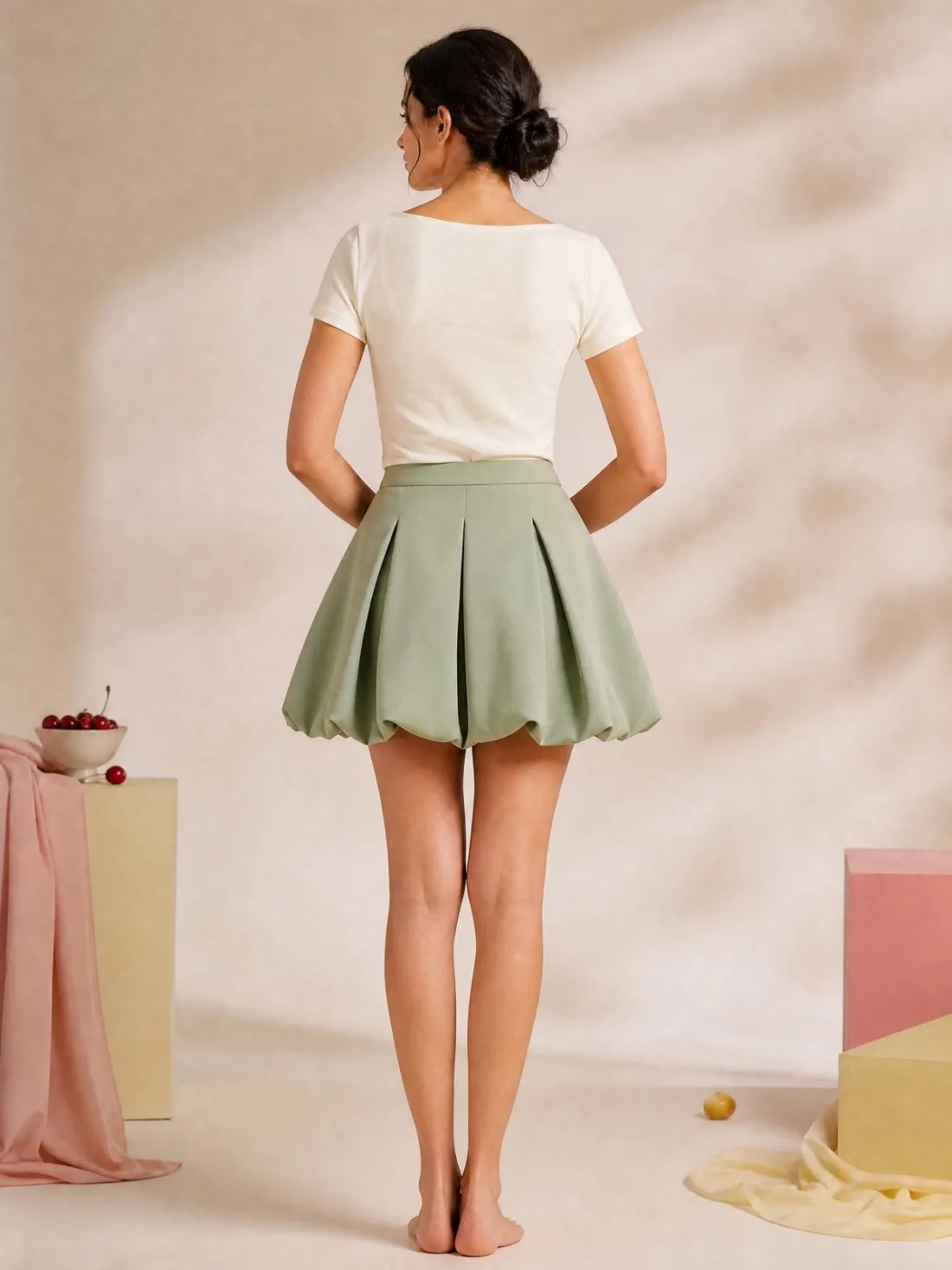 Pleated Pollen Mini Skirt — Back