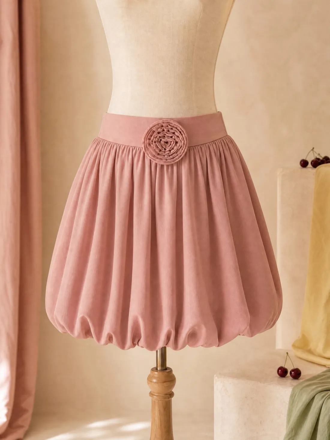 Gathered Bloom Mini Skirt — Detail