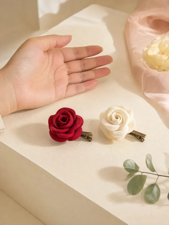 Twin Rose Hair Clip Set