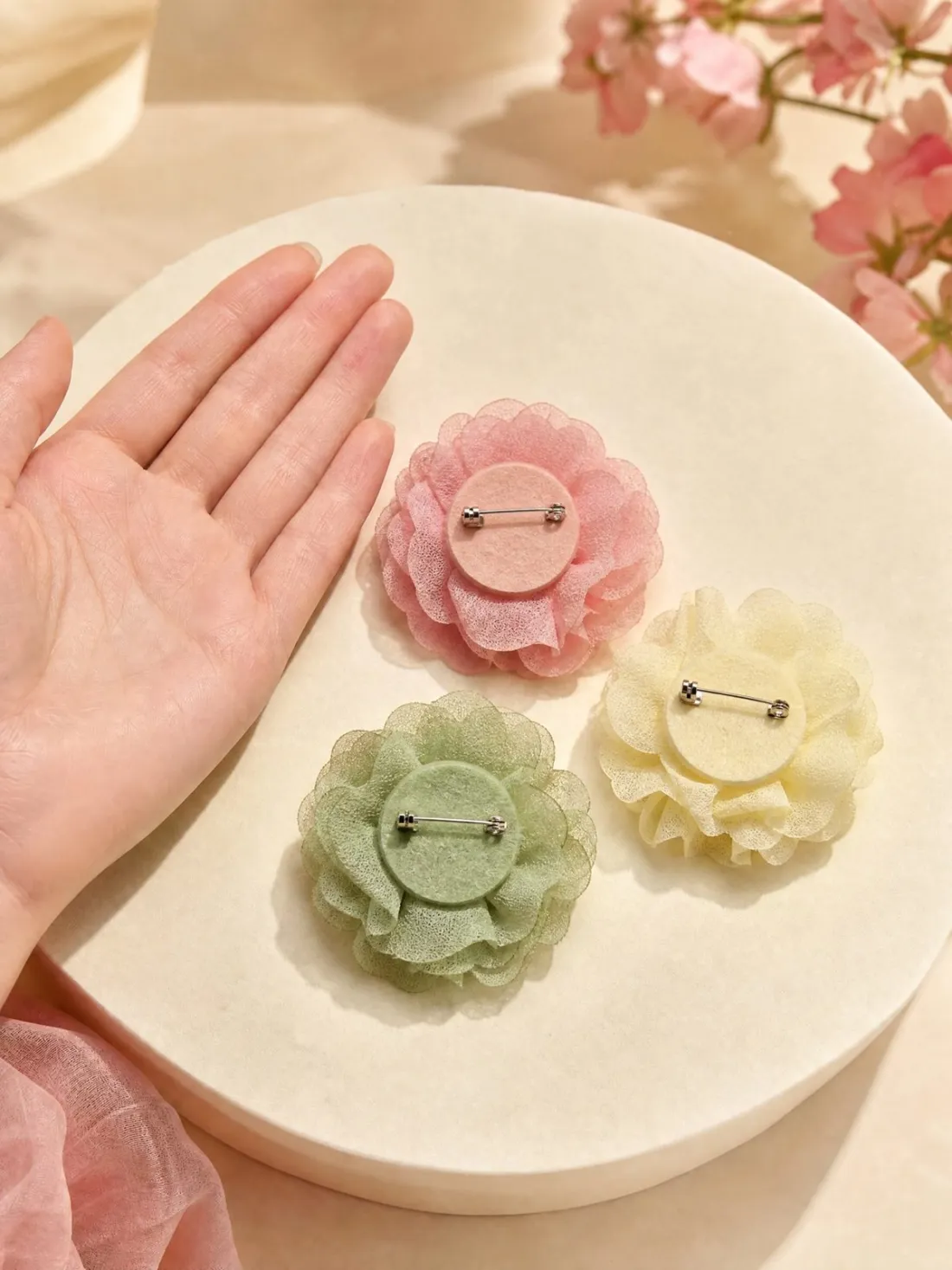 Three-Bloom Petal Pin Set — Back