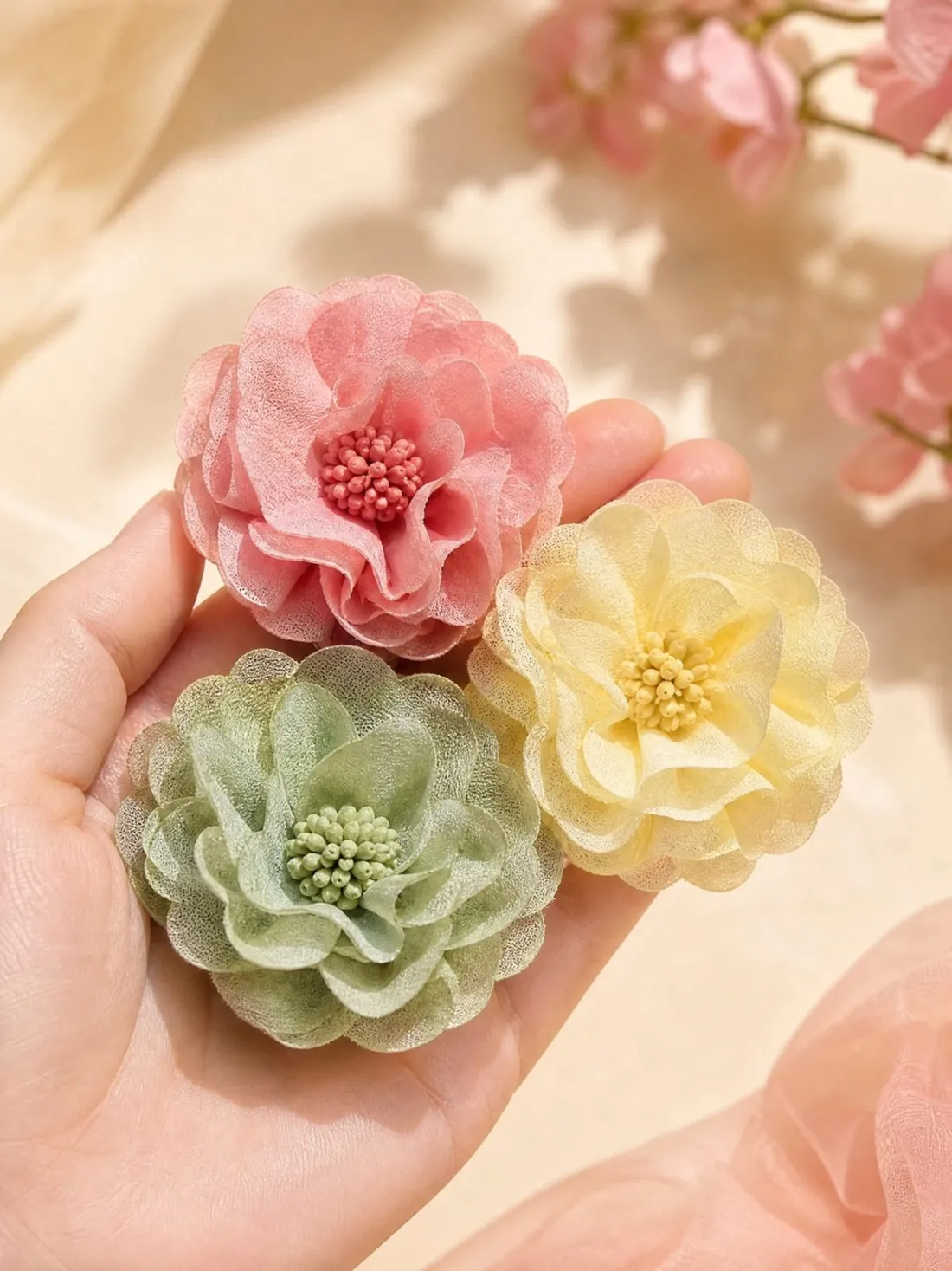 Three-Bloom Petal Pin Set — Detail