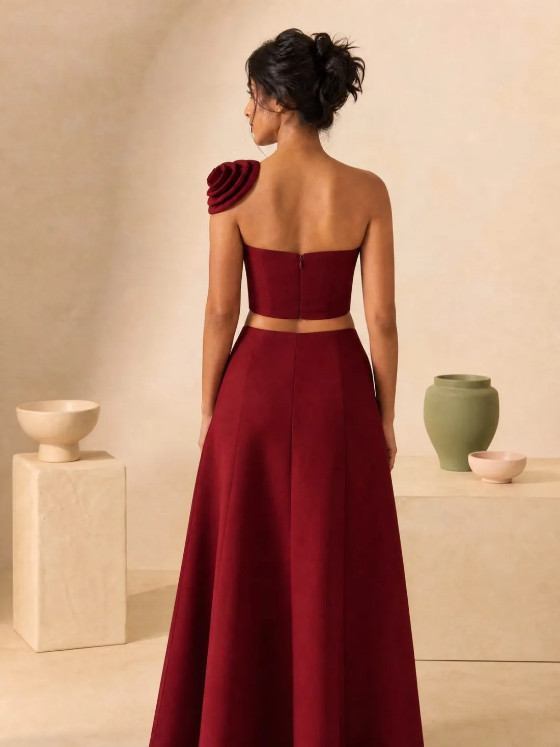 Rose Shoulder Bustier Top — Back