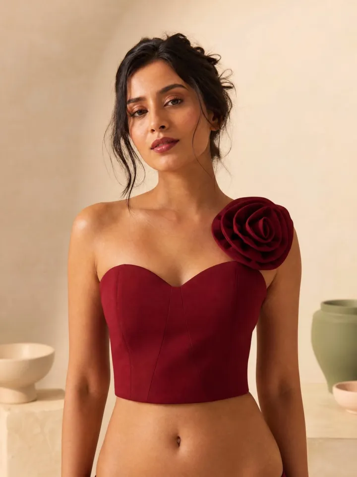 Rose Shoulder Bustier Top