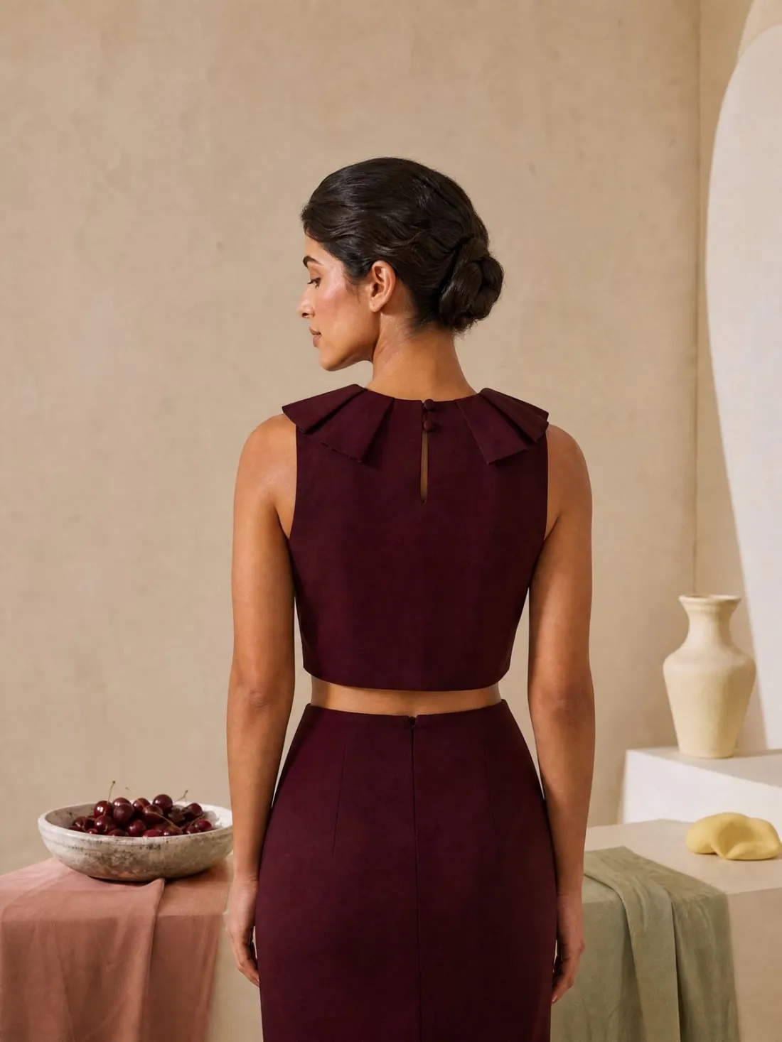 Folded Collar Shell Top — Back