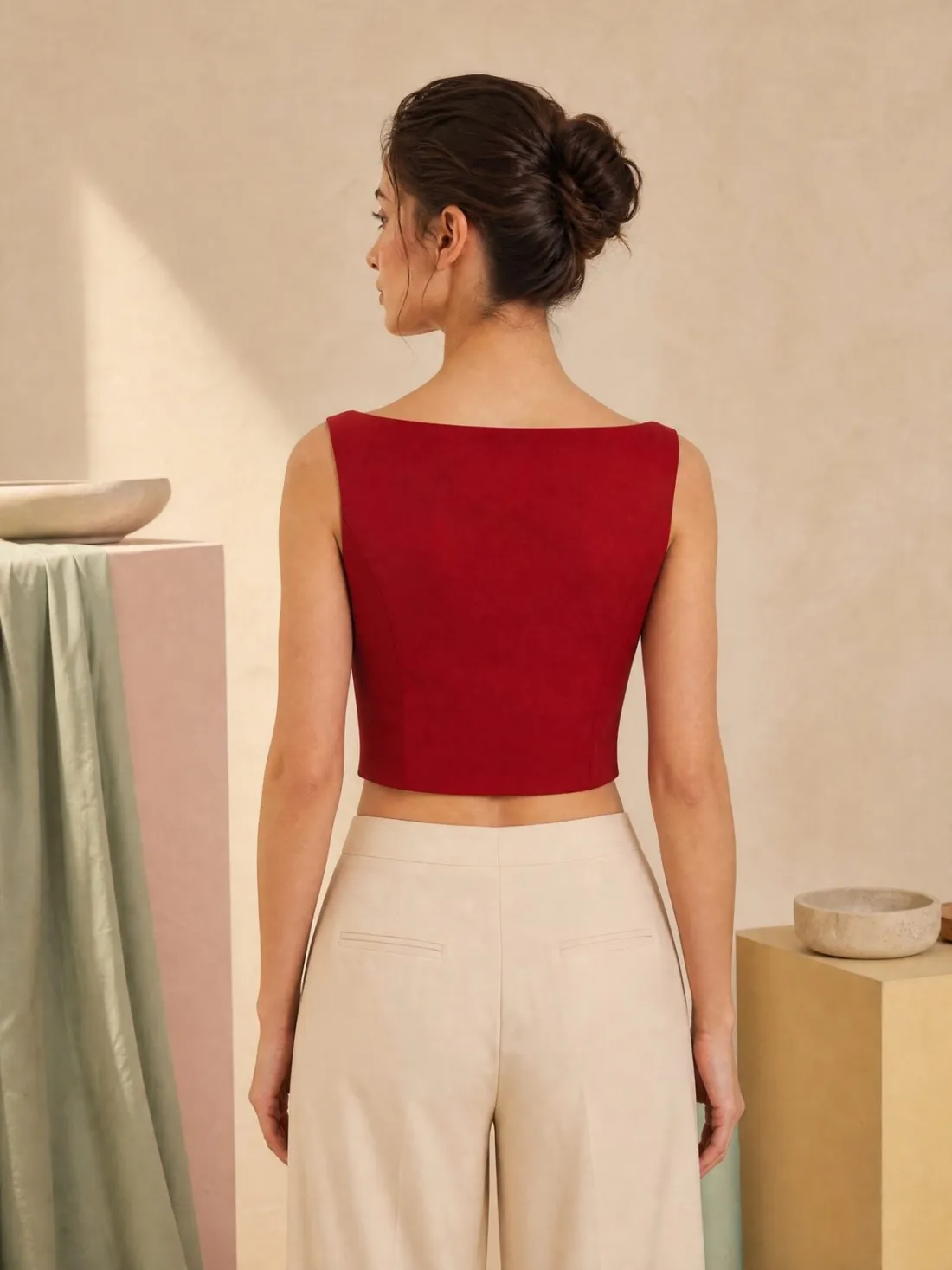 Sculpted Boatneck Top — Back