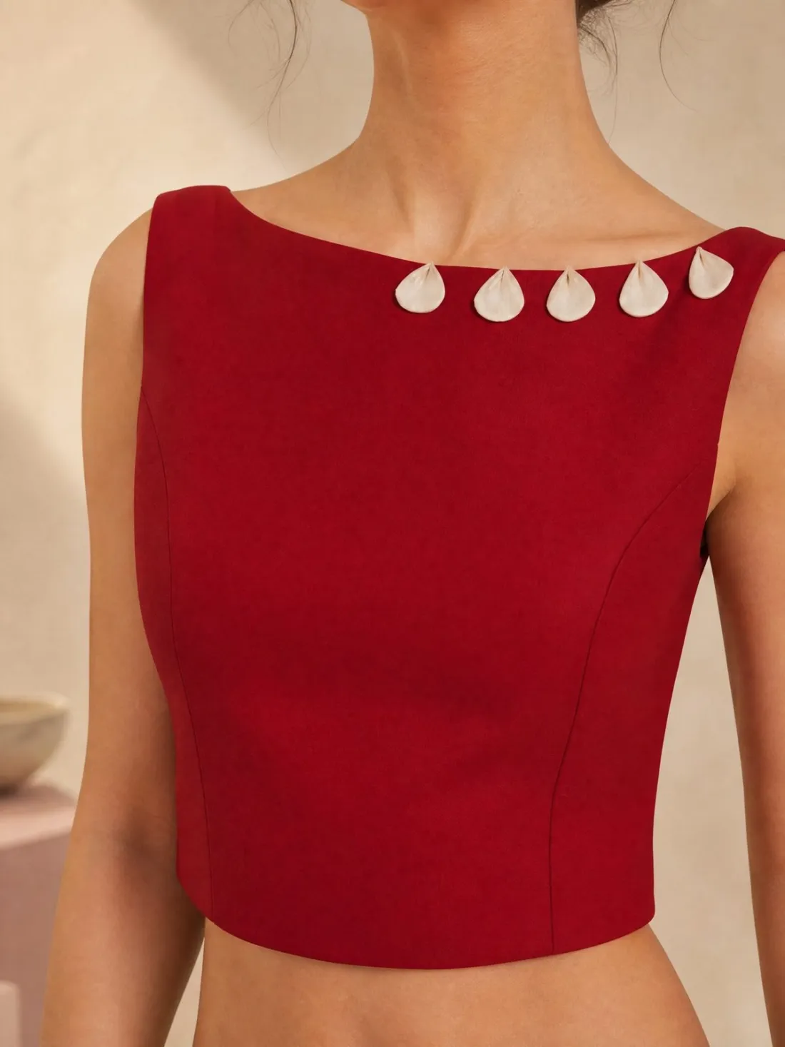 Sculpted Boatneck Top — Detail