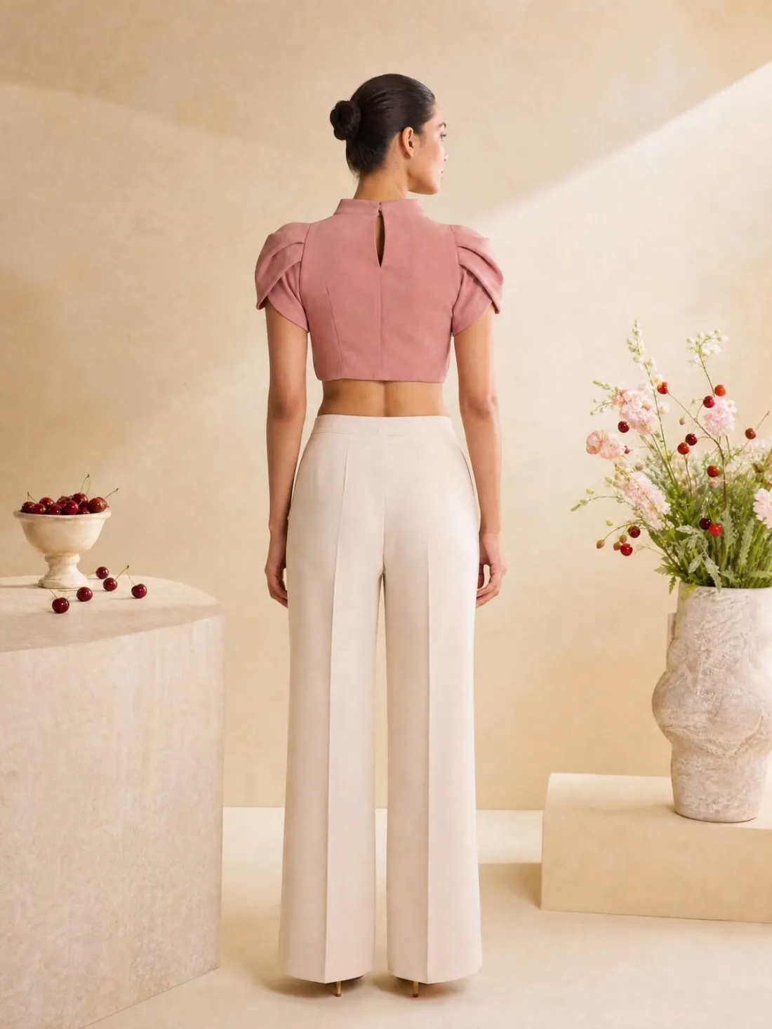 Tulip Cap Sleeve Crop — Back