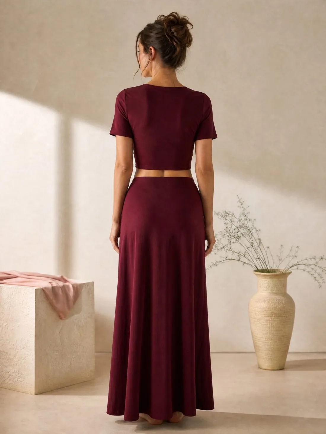 Wrap Rosette Crop Top — Back