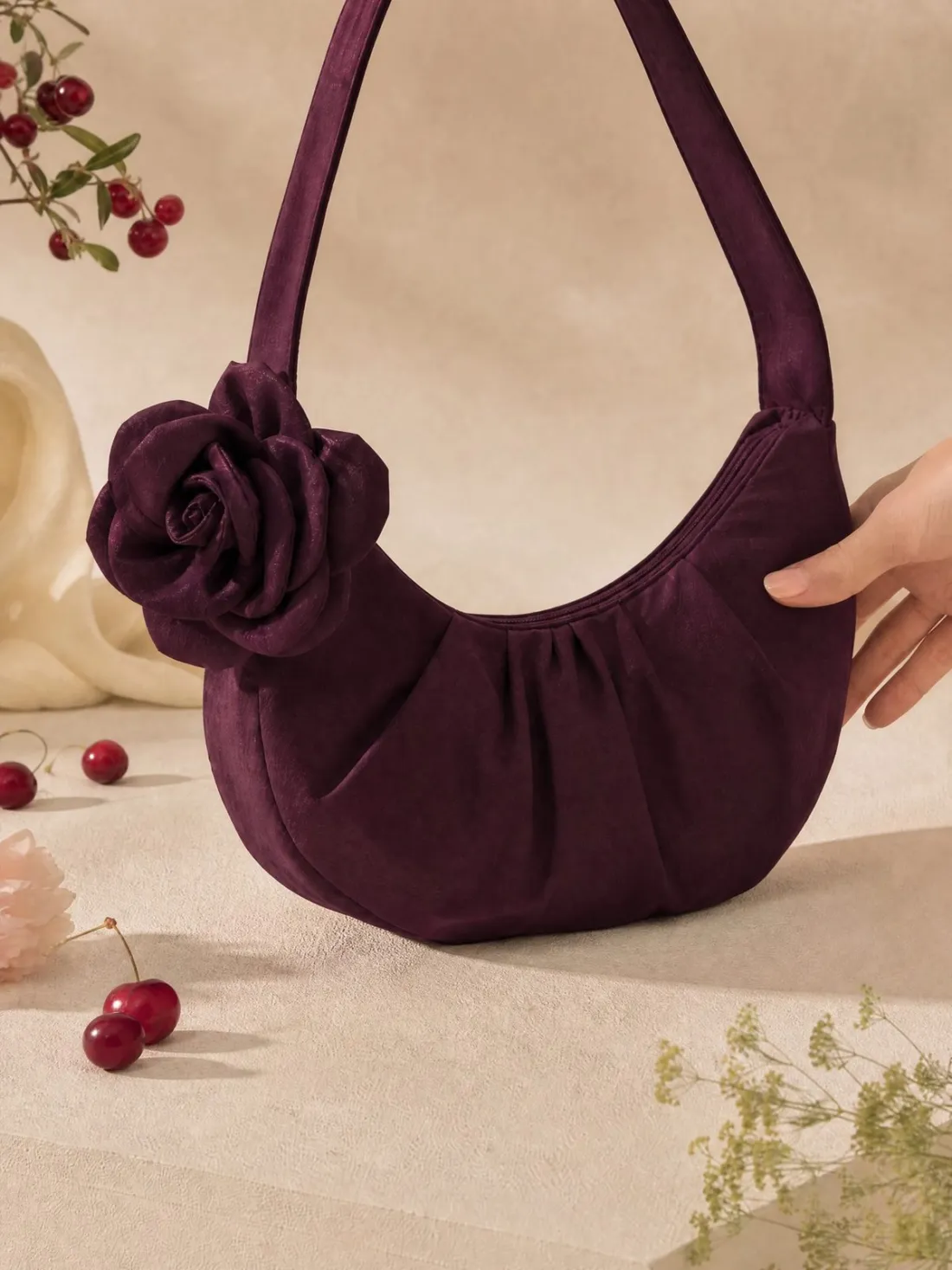 Gathered Moon Shoulder Bag — Detail