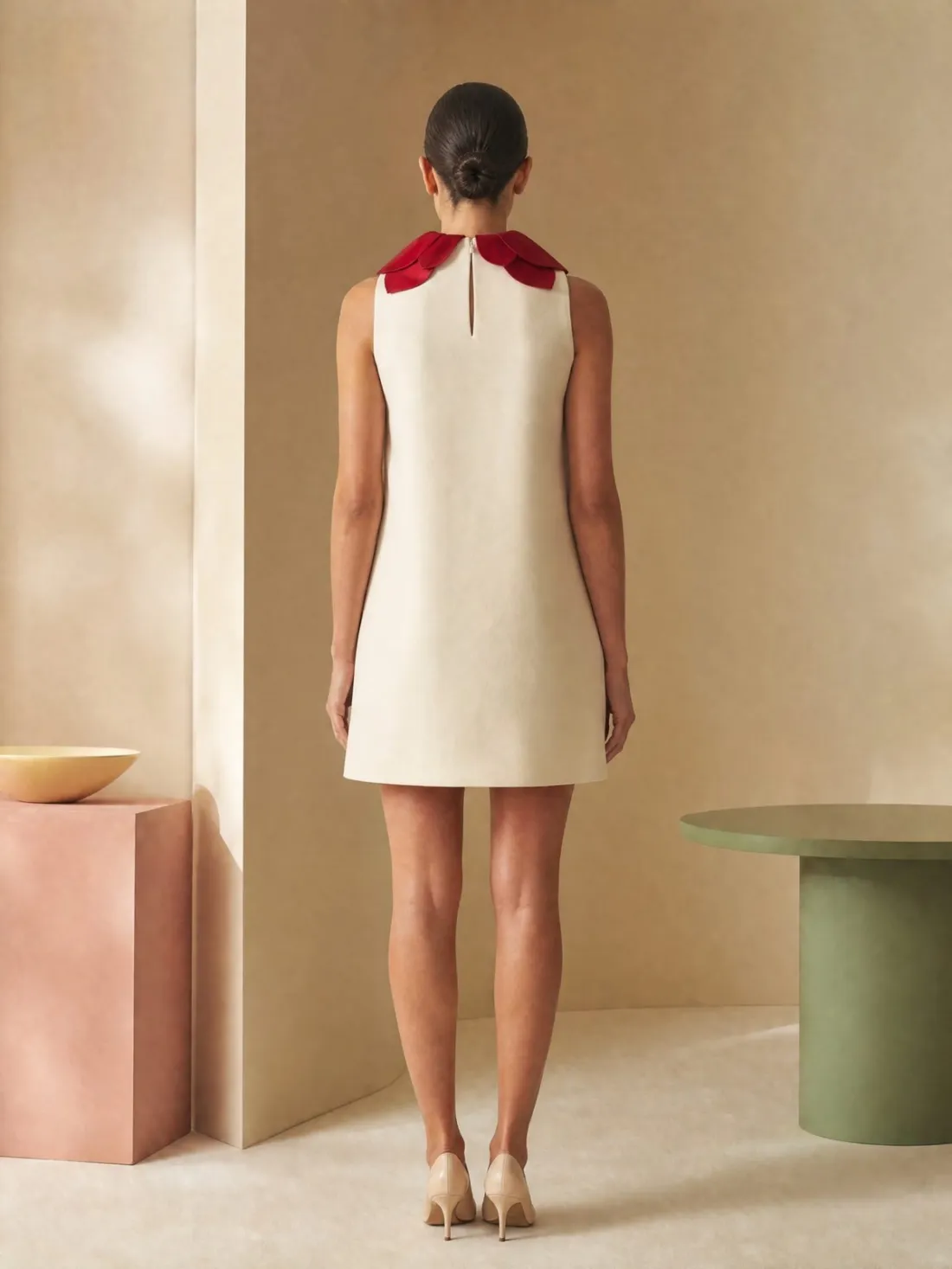 Folded Collar Shift Dress — Back