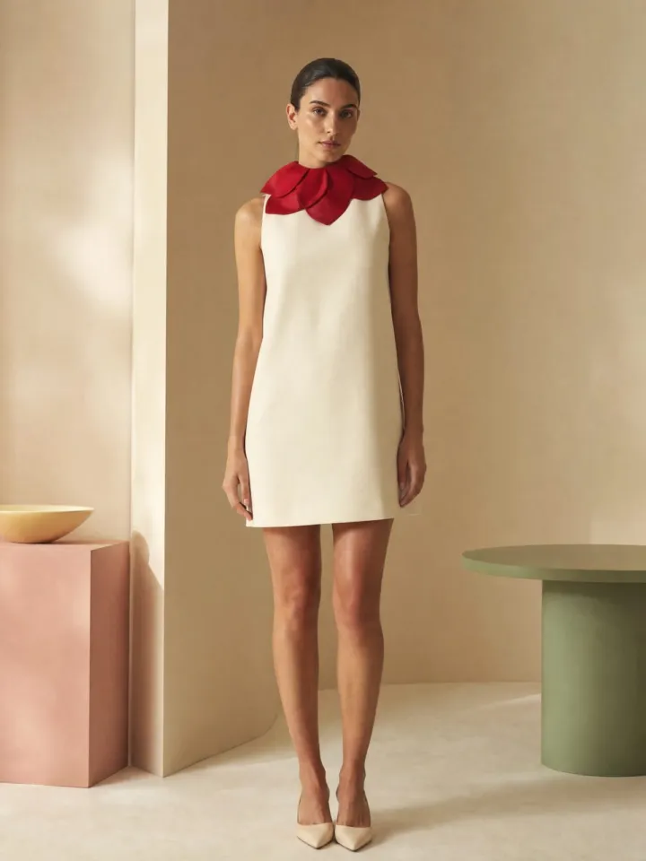 Folded Collar Shift Dress